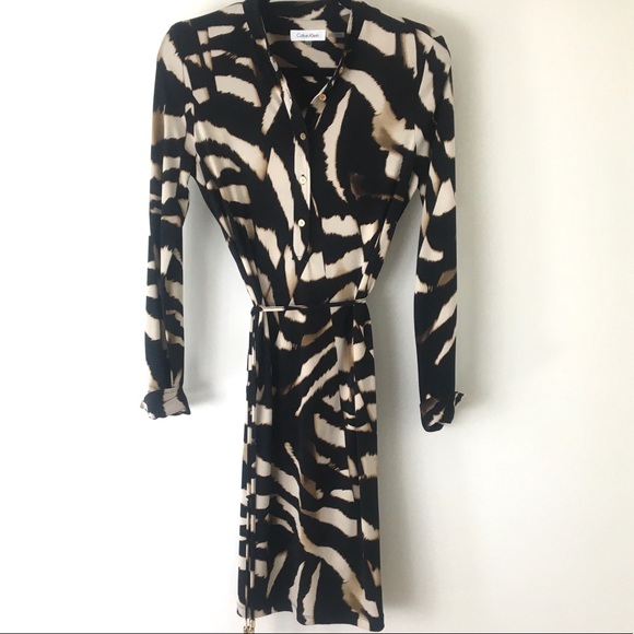 Calvin Klein Zebra Print Midi Dress - Picture 1 of 7